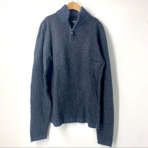 Royal Robbins blue mock neck 1/4 zip wool blend sweater M